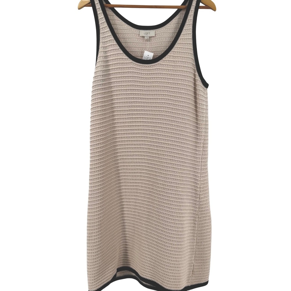 NWT Loft Outlet Women XL Tan Crochet Type Knit Sleeveless Mini Dress Beachy Boho